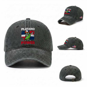 Platano Power Washed Cotton Baseball Cap Funny Dominican Republic Flag Baseball TS11 Washed Cap Universal Fit Dark Green Print Your Wear