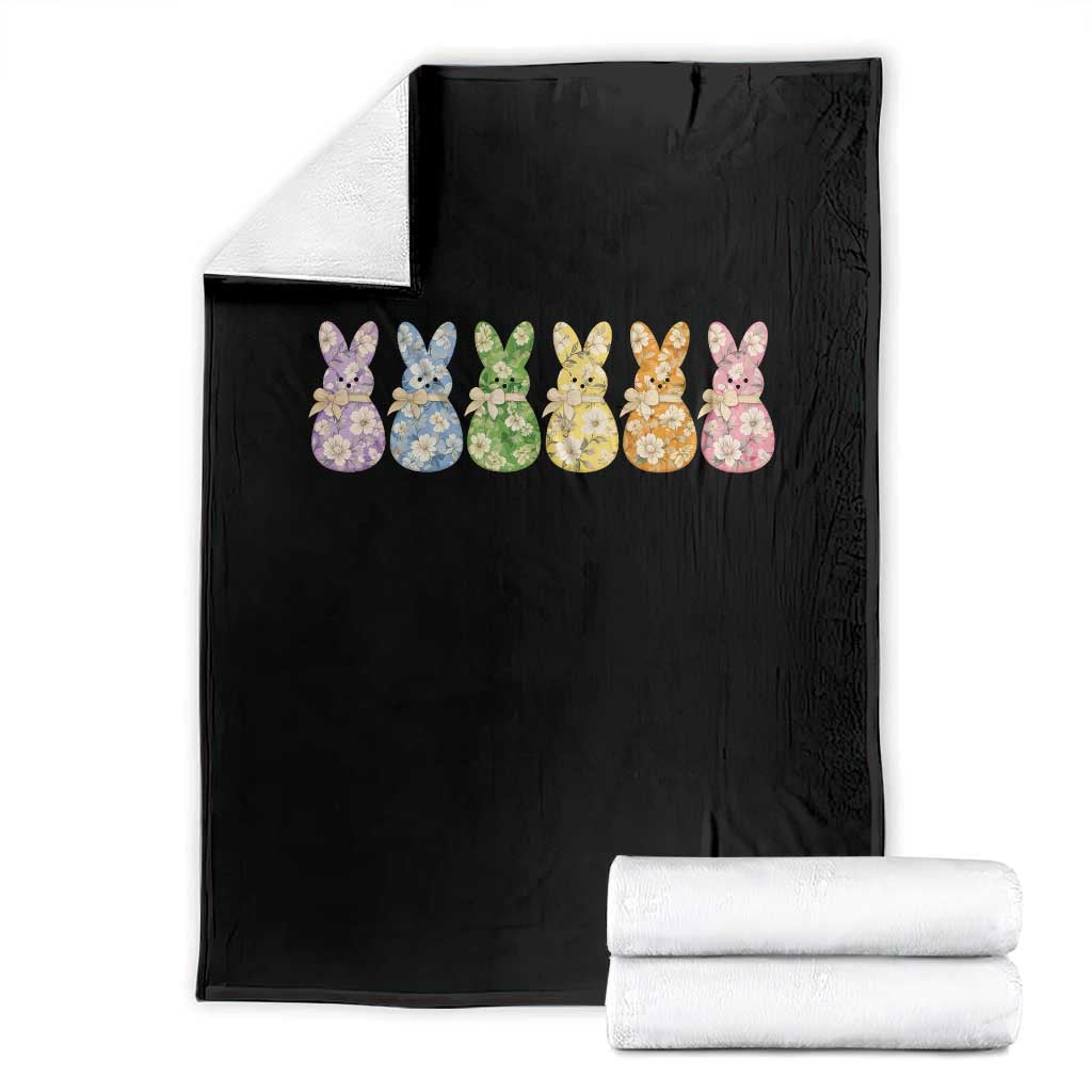 Easter Day Vintage Colorful Floral Sugary Bunnies Throw Blanket TS11 Black Print Your Wear