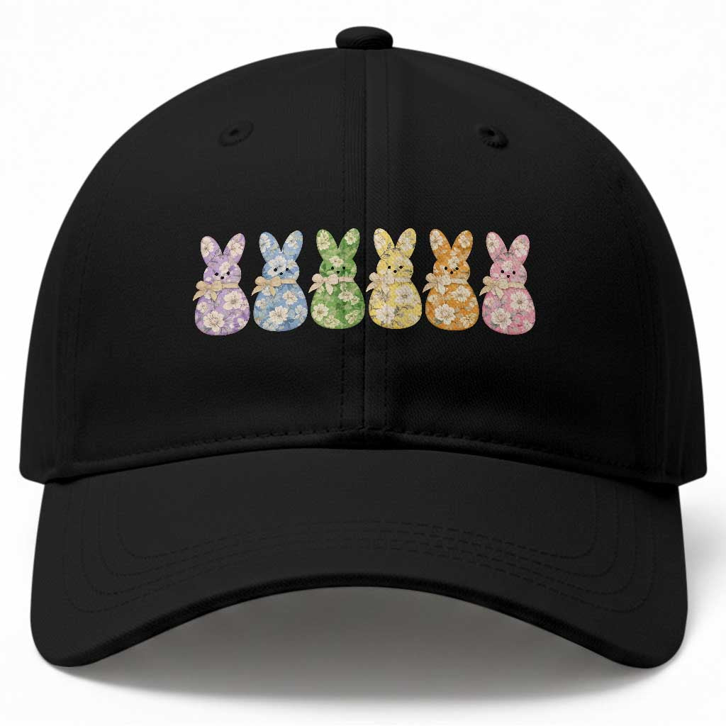 Easter Day Vintage Colorful Floral Sugary Bunnies Baseball Cap TS11 Print Your Wear