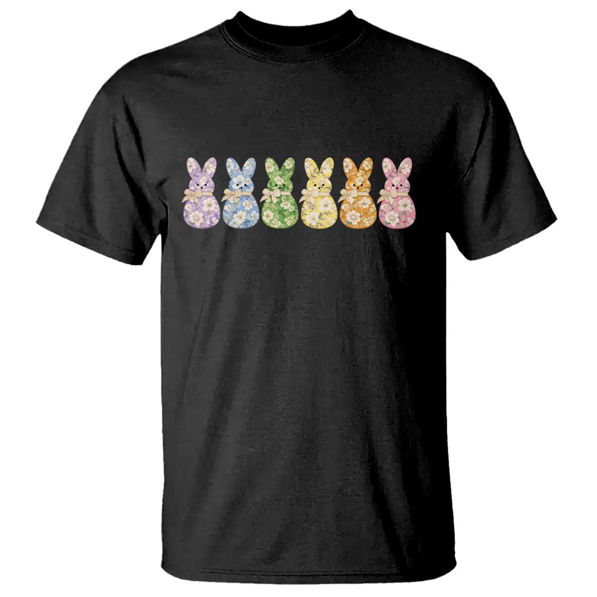 Easter Day Vintage Colorful Floral Sugary Bunnies T Shirt TS11 Black Print Your Wear