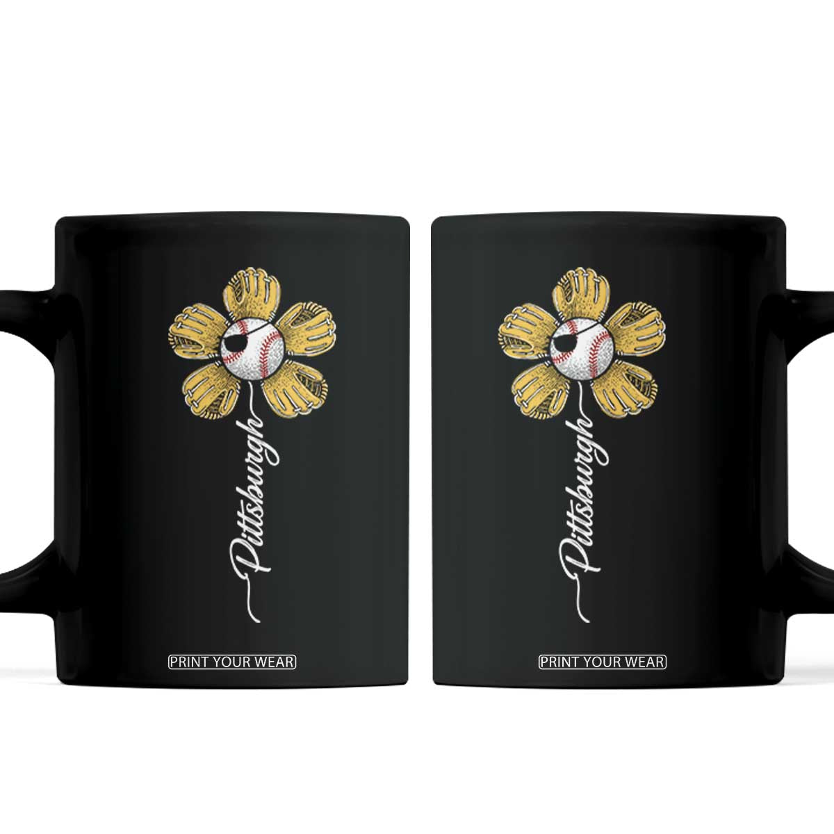 Pittsburgh Sport Retro Baseball Flower Coffee Mug Funny Game Day TS11 Black Print Your Wear