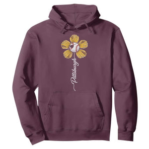 Pittsburgh Sport Retro Baseball Flower Hoodie Funny Game Day TS11 Maroon Print Your Wear