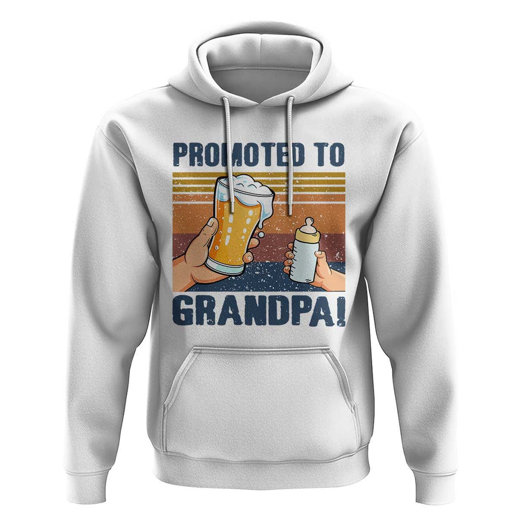 Promoted To Grandpa Hoodie Retro Vintage Beer Baby Milk Bottle Funny Father's Day TS11 White Print Your Wear