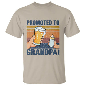 Promoted To Grandpa T Shirt Retro Vintage Beer Baby Milk Bottle Funny Father's Day TS11 Sand Print Your Wear