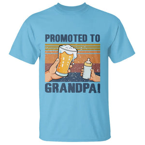 Promoted To Grandpa T Shirt Retro Vintage Beer Baby Milk Bottle Funny Father's Day TS11 Sky Print Your Wear