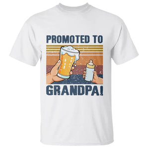 Promoted To Grandpa T Shirt Retro Vintage Beer Baby Milk Bottle Funny Father's Day TS11 White Print Your Wear