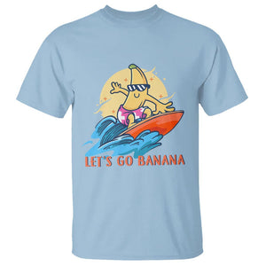 Funny Bananas T Shirt Let's Go Banana Surfing Summer Vacation TS11 Light Blue Print Your Wear