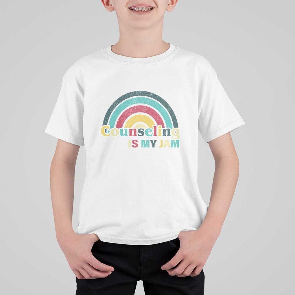 Mental Illness Awareness T Shirt For Kid Couseling Is My Jam Retro Groove Rainbow TS11 White Print Your Wear