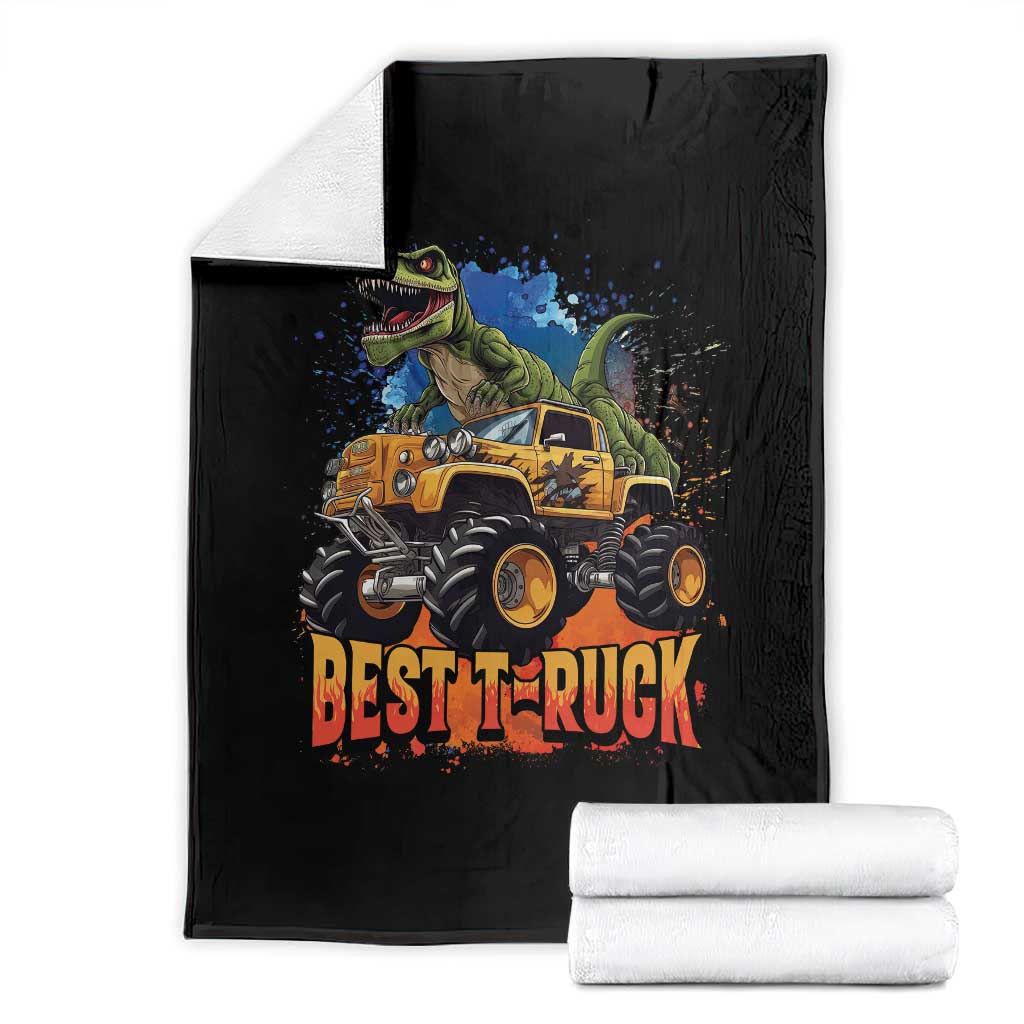 Funny Monster Truck Dinosaur Throw Blanket Best Truck Driver Dino Humor
