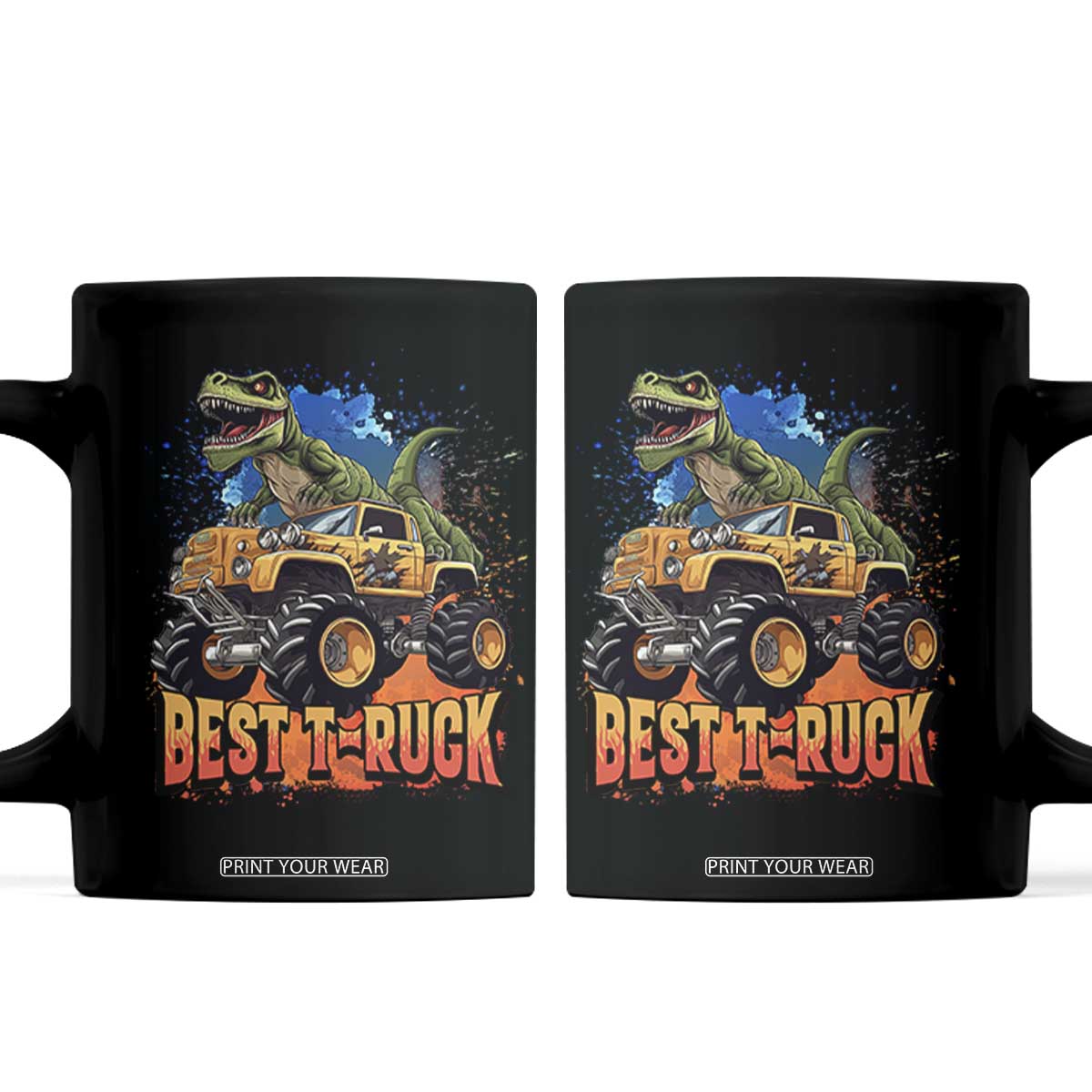 Funny Monster Truck Dinosaur Coffee Mug Best Truck Driver Dino Humor