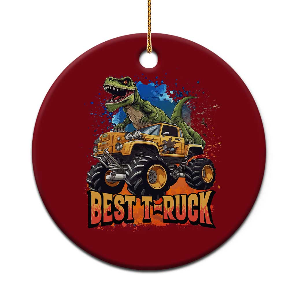 Funny Monster Truck Dinosaur Ceramic Ornament Best Truck Driver Dino Humor