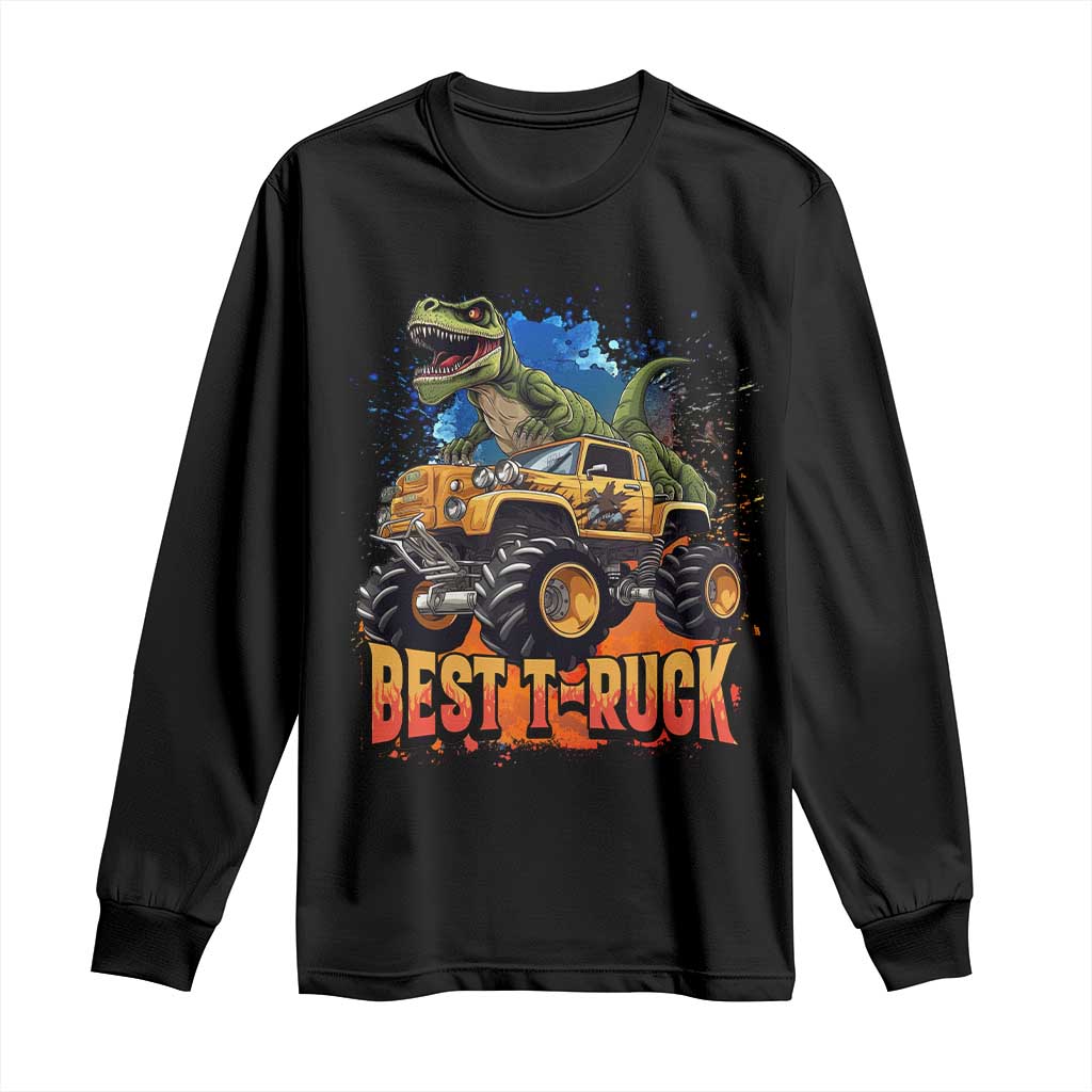 Funny Monster Truck Dinosaur Long Sleeve Shirt Best Truck Driver Dino Humor