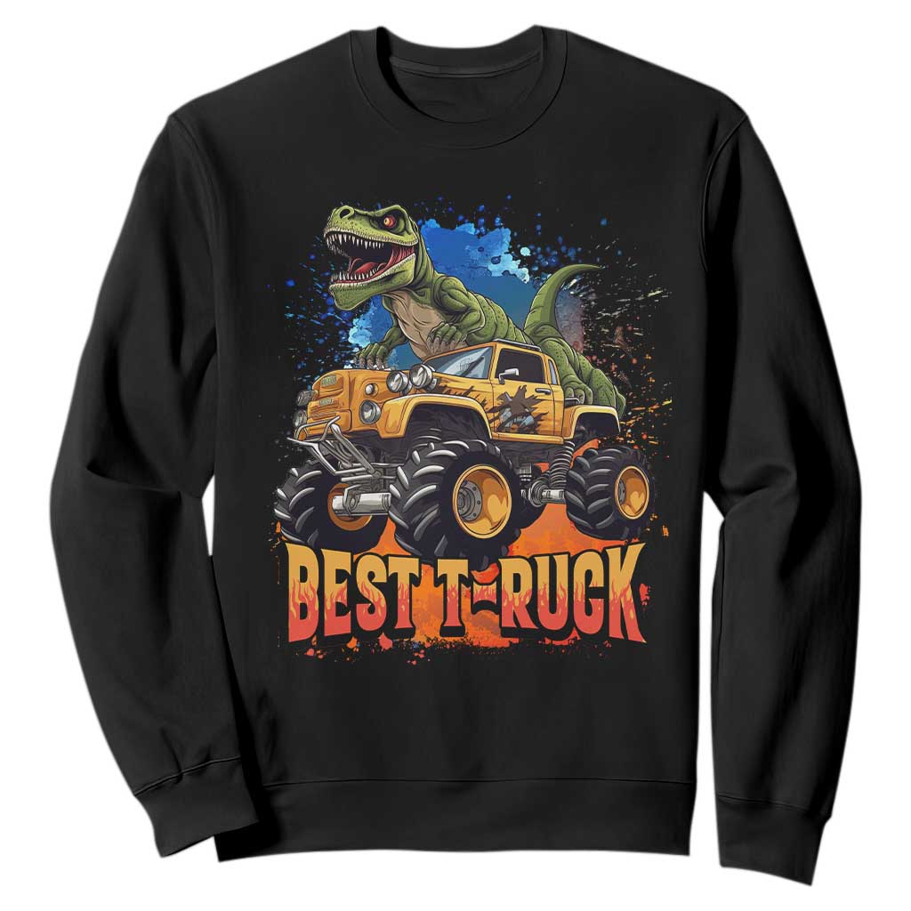 Funny Monster Truck Dinosaur Sweatshirt Best Truck Driver Dino Humor