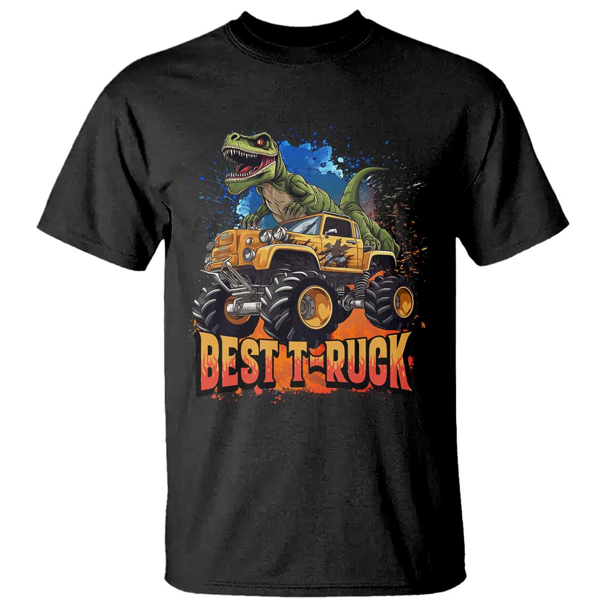 Funny Monster Truck Dinosaur T Shirt Best Truck Driver Dino Humor