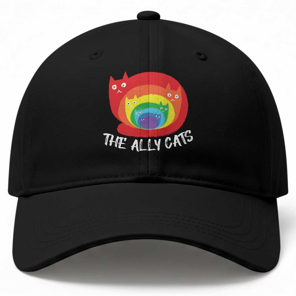 Funny LGBT The Ally Cats Baseball Cap Pride Month Rainbow Cat TS11 Print Your Wear