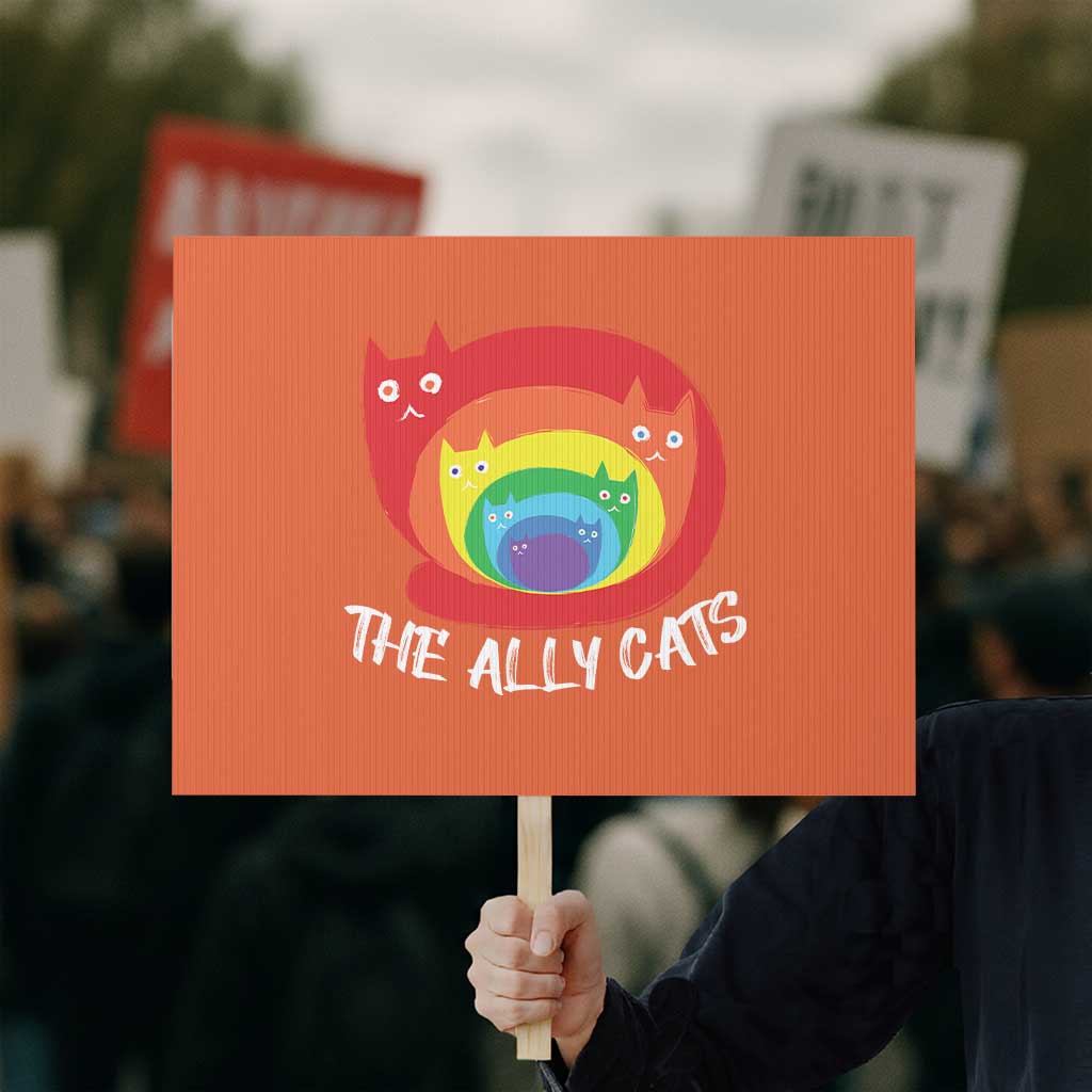 Funny LGBT The Ally Cats Protest Sign Pride Month Rainbow Cat TS11 Horizontal 18