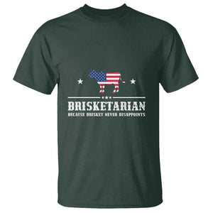 BBQ Lover T Shirt Brisketarian Because Brisket Never Disappoints Grill Master American Flag TS11 Dark Forest Green Print Your Wear