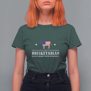 BBQ Lover T Shirt For Women Brisketarian Because Brisket Never Disappoints Grill Master American Flag TS11 Dark Forest Green Print Your Wear