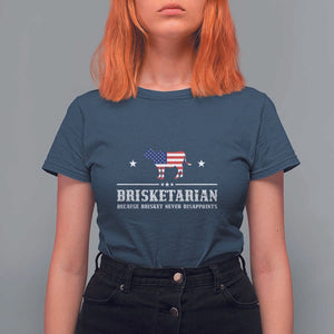 BBQ Lover T Shirt For Women Brisketarian Because Brisket Never Disappoints Grill Master American Flag TS11 Navy Print Your Wear