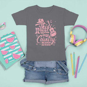 This Girl Loves Country Music T Shirt For Kid Cowgirl Hat Pink Boots TS11 Charcoal Print Your Wear