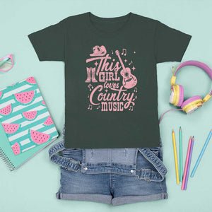 This Girl Loves Country Music T Shirt For Kid Cowgirl Hat Pink Boots TS11 Dark Forest Green Print Your Wear