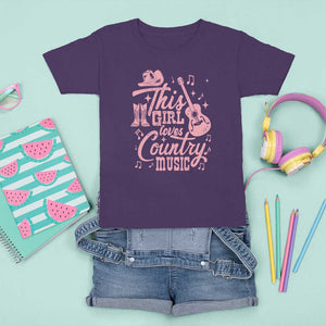 This Girl Loves Country Music T Shirt For Kid Cowgirl Hat Pink Boots TS11 Purple Print Your Wear