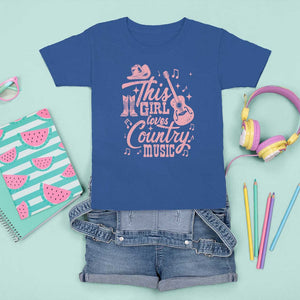 This Girl Loves Country Music T Shirt For Kid Cowgirl Hat Pink Boots TS11 Royal Blue Print Your Wear