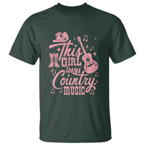 This Girl Loves Country Music T Shirt Cowgirl Hat Pink Boots TS11 Dark Forest Green Print Your Wear