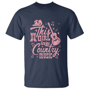 This Girl Loves Country Music T Shirt Cowgirl Hat Pink Boots TS11 Navy Print Your Wear