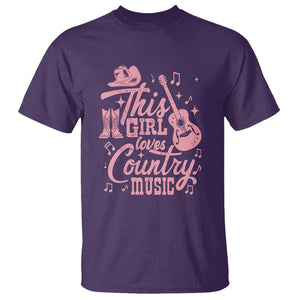 This Girl Loves Country Music T Shirt Cowgirl Hat Pink Boots TS11 Purple Print Your Wear