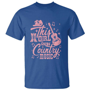 This Girl Loves Country Music T Shirt Cowgirl Hat Pink Boots TS11 Royal Blue Print Your Wear