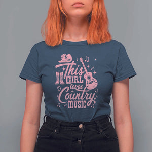 This Girl Loves Country Music T Shirt For Women Cowgirl Hat Pink Boots TS11 Navy Print Your Wear