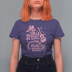 This Girl Loves Country Music T Shirt For Women Cowgirl Hat Pink Boots TS11 Purple Print Your Wear