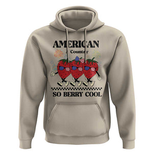 American A Coutry So Berry Cool Hoodie Retro Groovy Strawberry Season 4th Of July TS11 Sand Print Your Wear