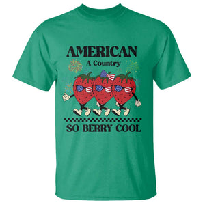 American A Coutry So Berry Cool T Shirt Retro Groovy Strawberry Season 4th Of July TS11 Irish Green Print Your Wear