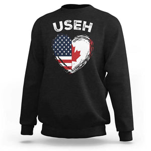 Funny USEH Sweatshirt Half Canadian American Flag Big Love Heart TS11 Black Print Your Wear