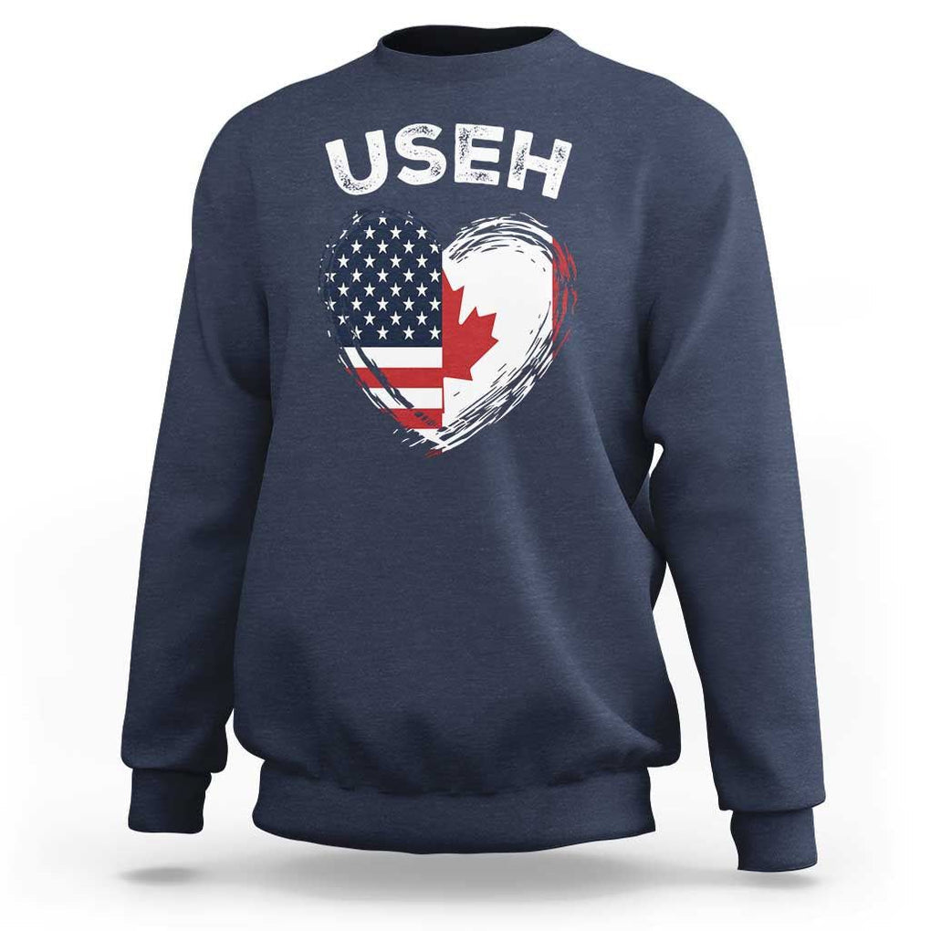 Funny USEH Sweatshirt Half Canadian American Flag Big Love Heart TS11 Navy Print Your Wear