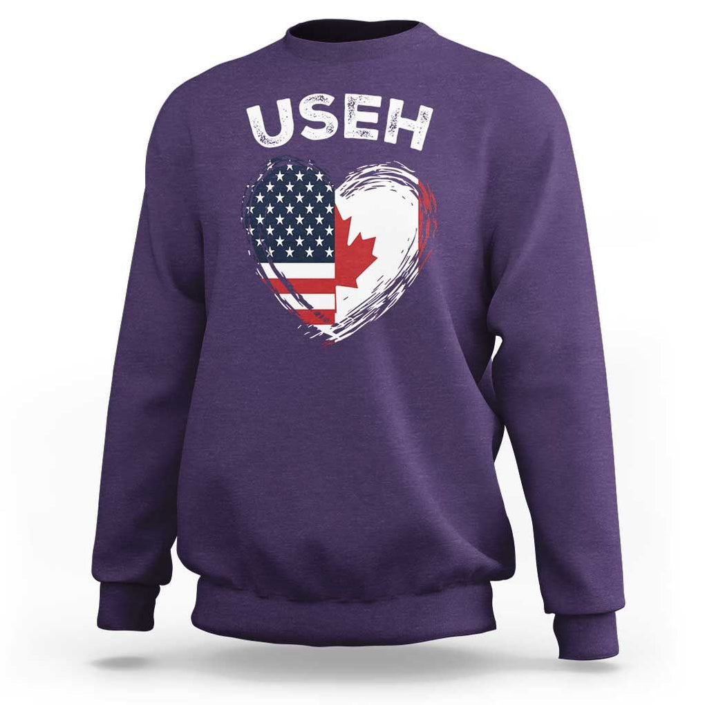 Funny USEH Sweatshirt Half Canadian American Flag Big Love Heart TS11 Purple Print Your Wear
