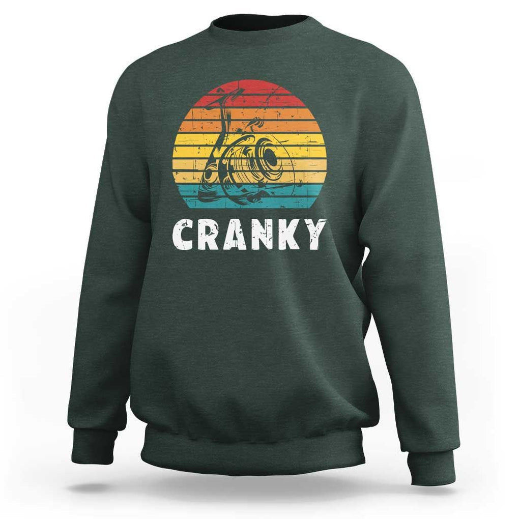 Fishing Lover Sweatshirt Cranky Vintage Retro Crankbait Fishermen TS11 Dark Forest Green Print Your Wear