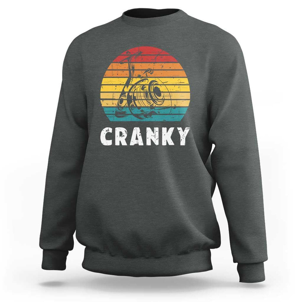 Fishing Lover Sweatshirt Cranky Vintage Retro Crankbait Fishermen TS11 Dark Heather Print Your Wear