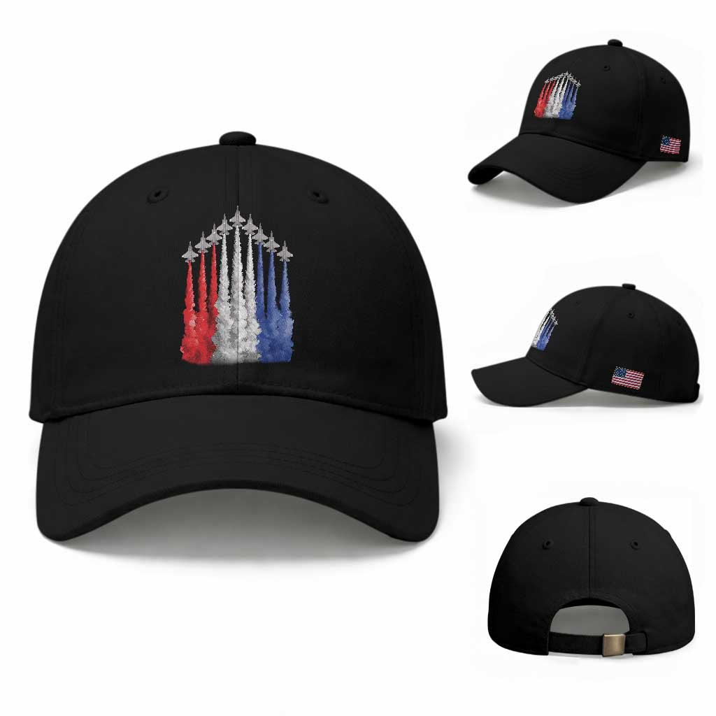 Funny Fighter Jet Airplane American Flag 4th Of July Baseball Cap TS11 Baseball Cap Universal Fit Black Print Your Wear