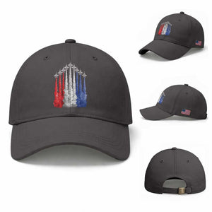 Funny Fighter Jet Airplane American Flag 4th Of July Baseball Cap TS11 Baseball Cap Universal Fit Dark Gray Print Your Wear