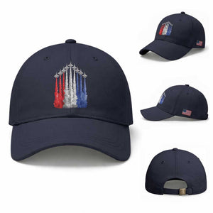 Funny Fighter Jet Airplane American Flag 4th Of July Baseball Cap TS11 Baseball Cap Universal Fit Navy Print Your Wear