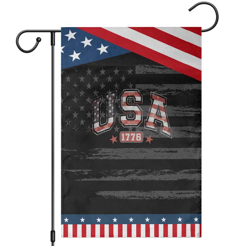 Funny USA 1776 Patriotic 4th of July American Flag Garden Flag TS11 Distressed Black Blue Print Your Wear