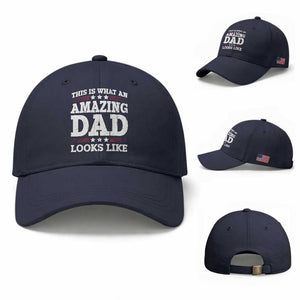 Funny This Is What An Amazing Dad Looks Like Baseball Cap Fathers Day TS11 Baseball Cap Universal Fit Navy Print Your Wear