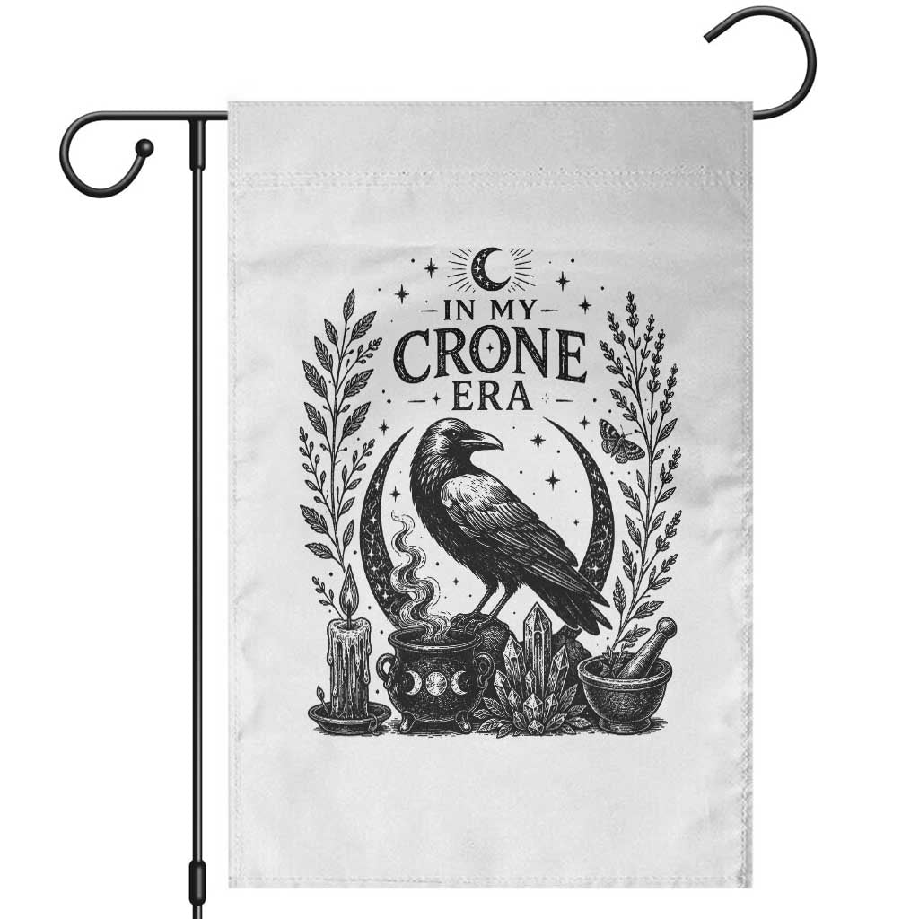 In My Crone Era Garden Flag Witchy Raven Cauldron Goth Dark Mystic