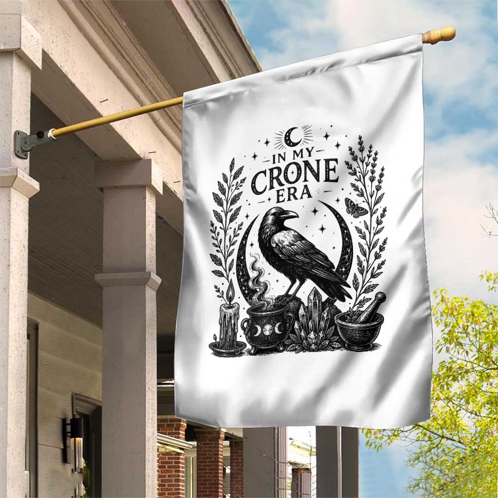 In My Crone Era Garden Flag Witchy Raven Cauldron Goth Dark Mystic