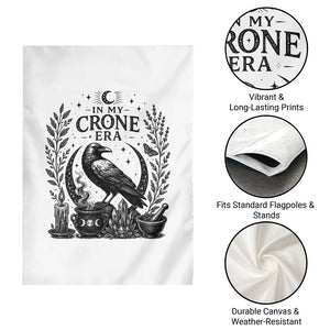 In My Crone Era Garden Flag Witchy Raven Cauldron Goth Dark Mystic