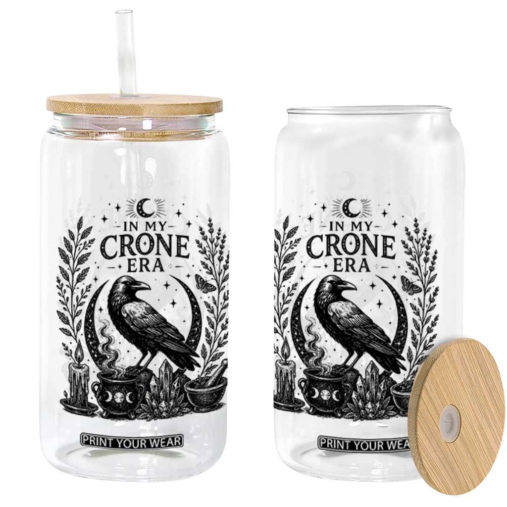 In My Crone Era Glass Can Witchy Raven Cauldron Goth Dark Mystic
