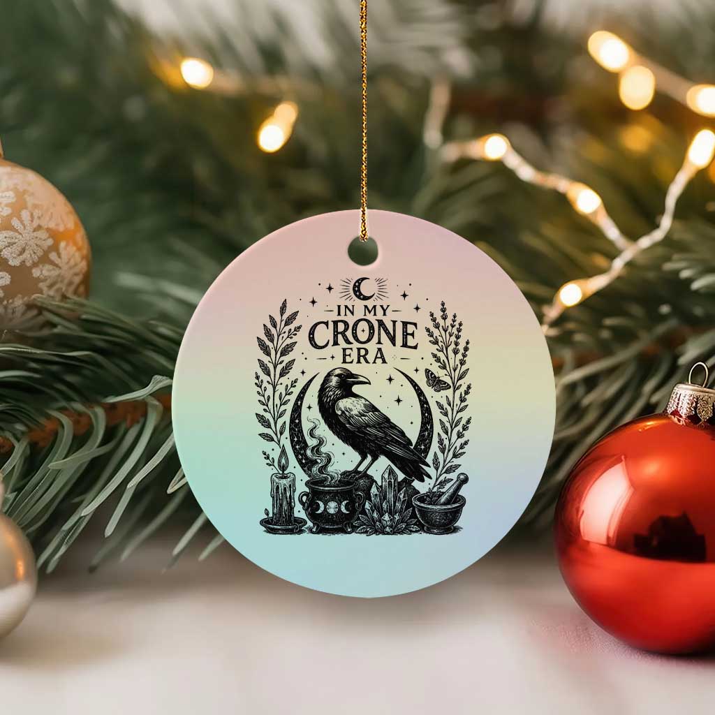 In My Crone Era Ceramic Ornament Witchy Raven Cauldron Goth Dark Mystic